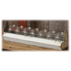 Rustic White Metal Feeder Tray w/ 7 Mason Jar Vases Farmhouse Home Decor 21.5" L 840250035236  362314909483